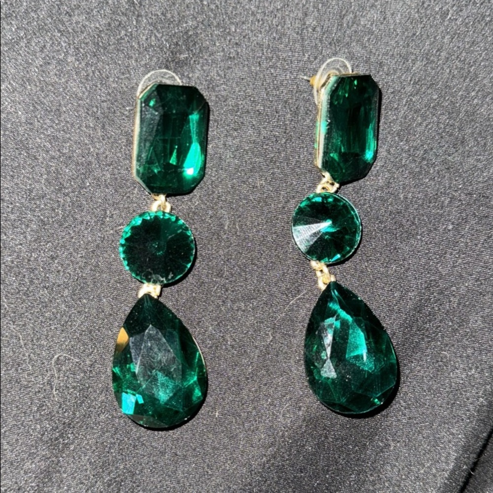 Green and Gold Pageant / Prom Earrings